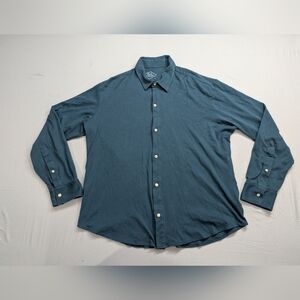 ALEX CRANE Men's Large Long Sleeve Blanket Shirt Blue Pima Cotton